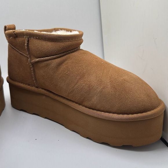 CUSHIONAIRE Women's Genuine Suede pull on platform boot +Memory Foam 10 CHESTNUT - Picture 6 of 7